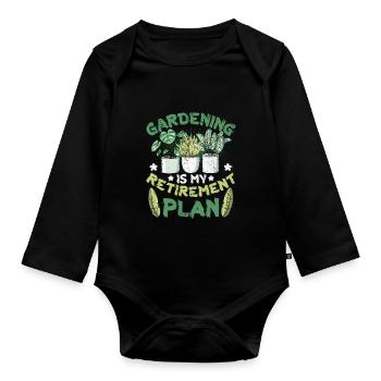 Gartenarbeit Ist Mein Ruhestandsplan Gärtner - Baby Bio-Langarm-Body - Schwarz - Vorne