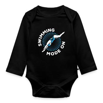Swimmers Swimming 50 meters lane - Organic Longsleeve Baby Bodysuit - black - Front