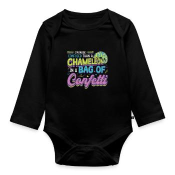 Plus confus qu’un caméléon - Body Bébé bio manches longues - noir - Devant