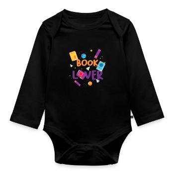 Bibliothécaire Cadeau Amusant Livre Amoureux Idée Cadeau - Body Bébé bio manches longues - noir - Devant