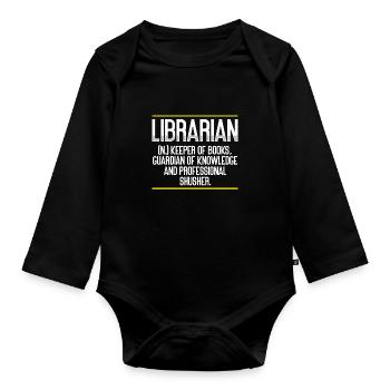 Bibliothécaire Gardien des Dons des Livres Gardien de - Body Bébé bio manches longues - noir - Devant
