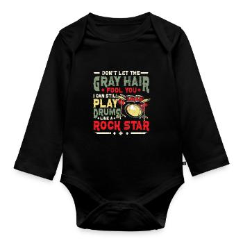 Graue Haare Täuschen Einen Alten Mann - Baby Bio-Langarm-Body - Schwarz - Vorne