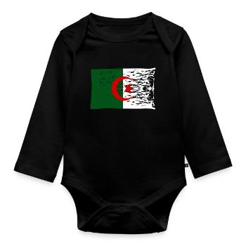 Algerian flag Algeria Dzair - Organic Longsleeve Baby Bodysuit - black - Front