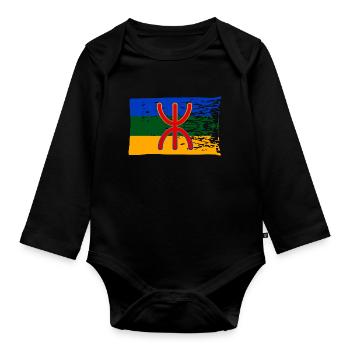 Drapeau Imazighen Amazigh Berbère Rif Kabylie - Body Bébé bio manches longues - noir - Devant