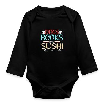 Sushi Fan Gift Dogs Livres et Sushi Dog Lover - Body Bébé bio manches longues - noir - Devant