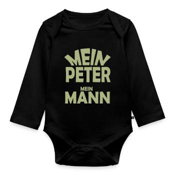 Peter Mann Geschenk Geschenkidee - Baby Bio-Langarm-Body - Schwarz - Vorne