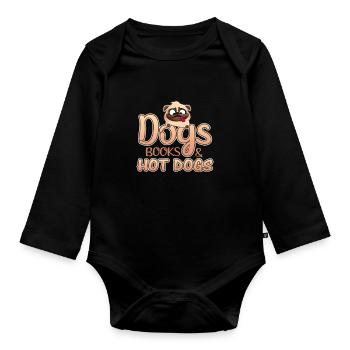 Dog Lover Gift Dogs Livres et Hot-Dogs - Body Bébé bio manches longues - noir - Devant