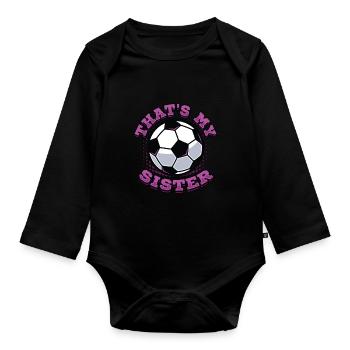 C’est ma sœur, frère-sœur football - Body Bébé bio manches longues - noir - Devant