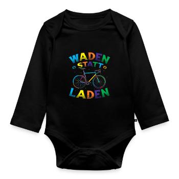 Waden Statt Laden, Mountain Bike, MTB. - Baby Bio-Langarm-Body - Schwarz - Vorne