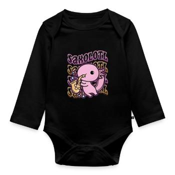 Saxolotl Axolotl Spielt Saxophon - Baby Bio-Langarm-Body - Schwarz - Vorne