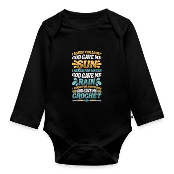 Crocheter des fils chanceux - Body Bébé bio manches longues - noir - Devant