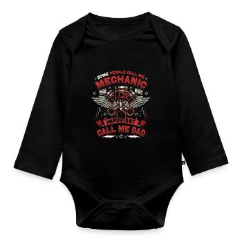 Mechaniker Das Wichtigste Call Me Dad Auto - Baby Bio-Langarm-Body - Schwarz - Vorne