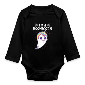 Halloween Einhorn Boonicorn Kostüm - Baby Bio-Langarm-Body - Schwarz - Vorne