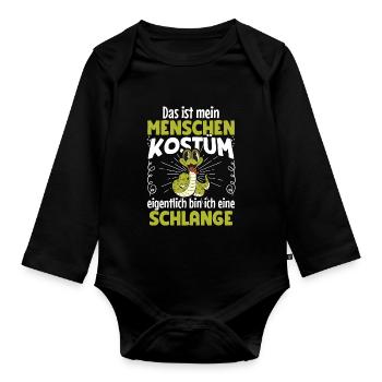 This is my human costume snake Halloween - Organic Longsleeve Baby Bodysuit - black - Front