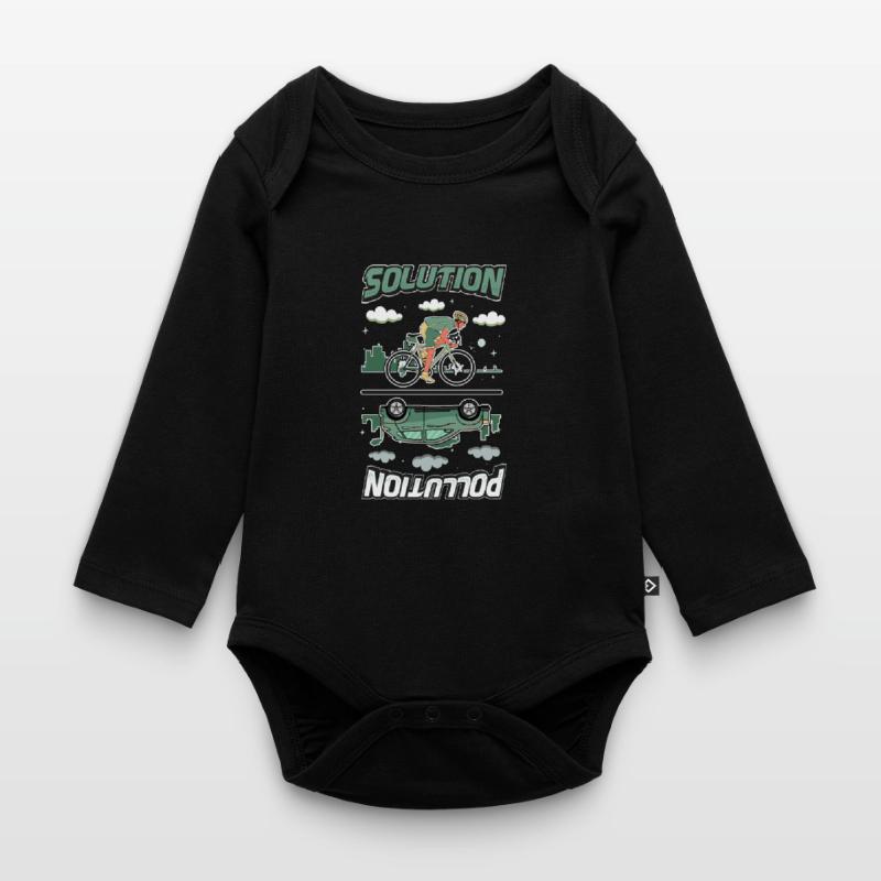 Polution Solution Protection de l’environnement Cyclisme Body Bébé bio manches longues