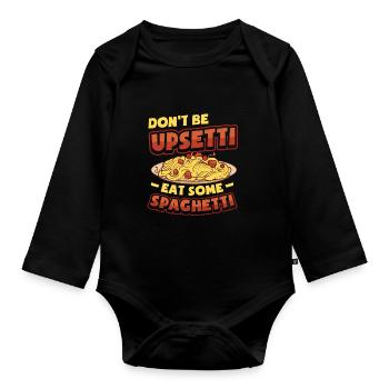 Ne soyez pas en colère, mangez des spaghettis. - Body Bébé bio manches longues - noir - Devant