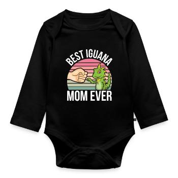Iguana Pets | Reptiles Reptile Animals Gift - Organic Longsleeve Baby Bodysuit - black - Front