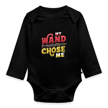 My Wand Chose, Me Flutist Marching Band, Flute. - Baby Bio-Langarm-Body - Schwarz - Vorne