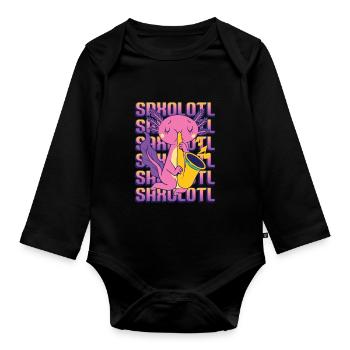 Saxolotl Axolotl Spielt Saxophon. - Baby Bio-Langarm-Body - Schwarz - Vorne