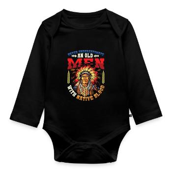 Des vieillards avec du sang indigène, des Indiens. - Body Bébé bio manches longues - noir - Devant