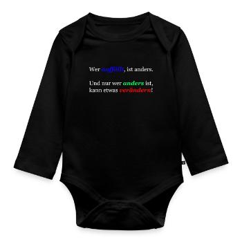 Wer auffällt ist anders! - Baby Bio-Langarm-Body - Schwarz - Vorne