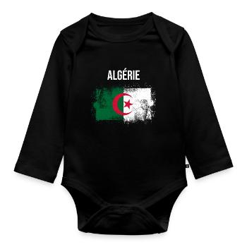 Algérie - Body Bébé bio manches longues - noir - Devant