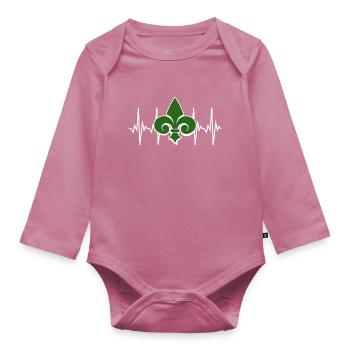 Fleur de Lis Lys Heartbeat - Organic Longsleeve Baby Bodysuit - mauve - Front