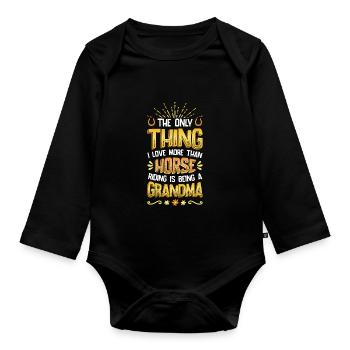 Reiten, Frauen, Pferdeliebhaber, Oma. - Baby Bio-Langarm-Body - Schwarz - Vorne