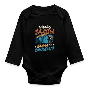 Ninja Sloth lent mais mortel - Body Bébé bio manches longues - noir - Devant