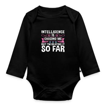 Intelligence sarcastique me poursuivant en le battant si bien - Body Bébé bio manches longues - noir - Devant