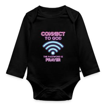 Verbunden Mit Gott, Passwort, Gebet. - Baby Bio-Langarm-Body - Schwarz - Vorne