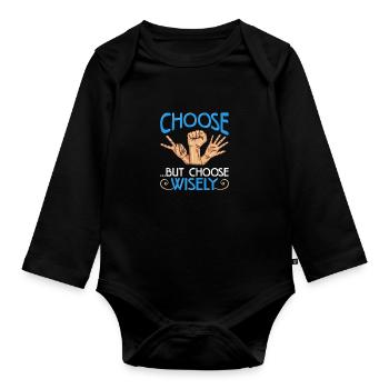 Ciseaux en papier rock Choisissez mais choisissez judicieusement Cadeau - Body Bébé bio manches longues - noir - Devant