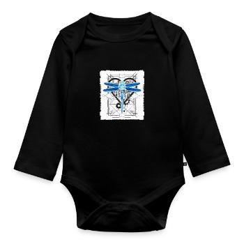 Steampunk Libelle Vintage Gears Goth Geschenke - Baby Bio-Langarm-Body - Schwarz - Vorne