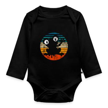 Frosch Frösche Geschenk für Kinder Lustig Witzig - Baby Bio-Langarm-Body - Schwarz - Vorne