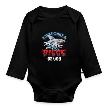 Je veux juste un morceau de toi, requin - Body Bébé bio manches longues - noir - Devant