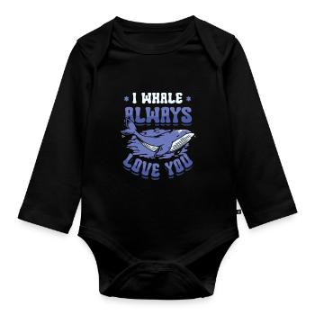 Ich Wal Liebe Dich Immer Blauwal - Baby Bio-Langarm-Body - Schwarz - Vorne