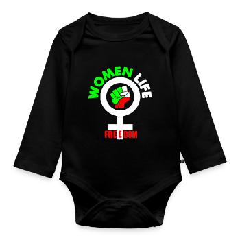 Women life freedom - Organic Longsleeve Baby Bodysuit - black - Front