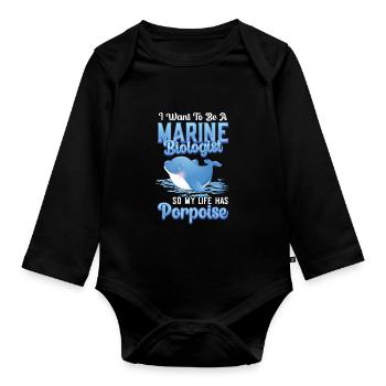 Biologiste marin La vie a marsouin - Body Bébé bio manches longues - noir - Devant