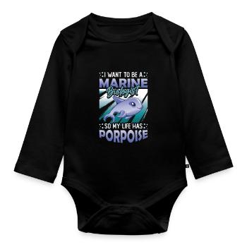 Biologiste marin, ma vie a un marsouin - Body Bébé bio manches longues - noir - Devant
