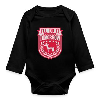 doe het morgen quote - Baby bio-rompertje met lange mouwen - zwart - Voor