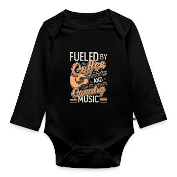 Von Kaffee Und Country-musik Angetrieben - Baby Bio-Langarm-Body - Schwarz - Vorne