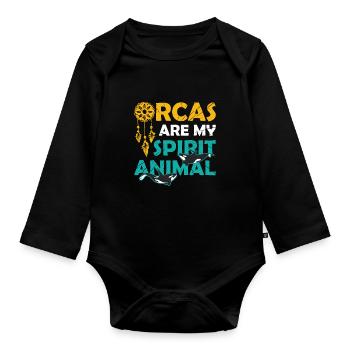 Der Orca Ist Mein Seelentier, Wal, Orca. - Baby Bio-Langarm-Body - Schwarz - Vorne