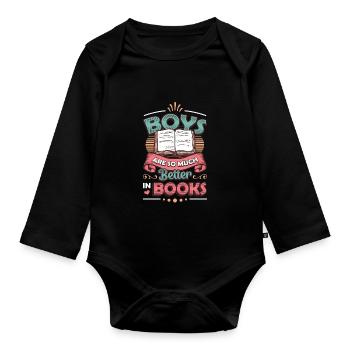 Les garçons sont tellement meilleurs pour lire des livres. - Body Bébé bio manches longues - noir - Devant