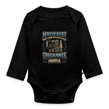 Machine operators have tolerance problems - Organic Longsleeve Baby Bodysuit - black - Front