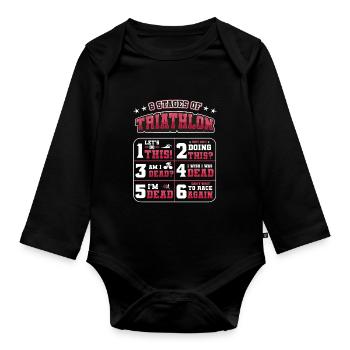 6 stages of triathlon - Organic Longsleeve Baby Bodysuit - black - Front