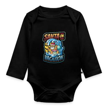 Santa On Vacation - Weihnachten Im Juli, Surfen - Baby Bio-Langarm-Body - Schwarz - Vorne