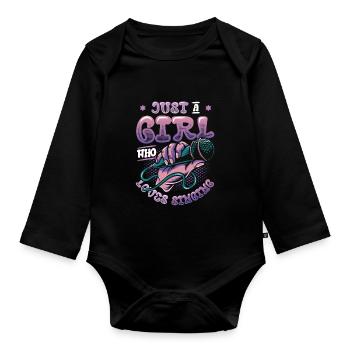 Juste une fille qui aime chanter, chanteuse de chorale - Body Bébé bio manches longues - noir - Devant