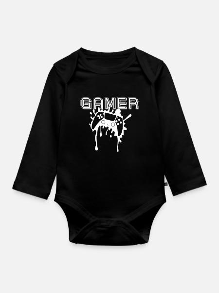 Gamer-Spielkonsole - Baby Bio-Langarm-Body - Schwarz