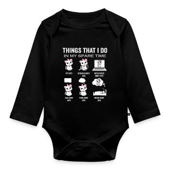 Chemise drôle d’amoureux des chats pour chat maman et papa chats - Body Bébé bio manches longues - noir - Devant