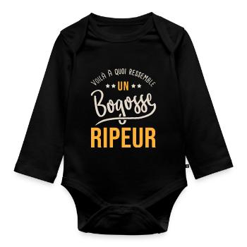 ripeur éboueur bogosse ripeur papa eboueur - Body Bébé bio manches longues - noir - Devant